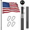 G128 Combo Pack: 16 Ft Telescoping Aluminum Flagpole (Black) & American USA Flag 2x3 Ft, StormFlyer Series Embroidered 220GSM Spun Polyester | Pole with Flag Included